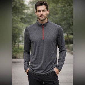 Kirkland Signature Men’s Gray Performance Quarter-Zip Pullover — Size M